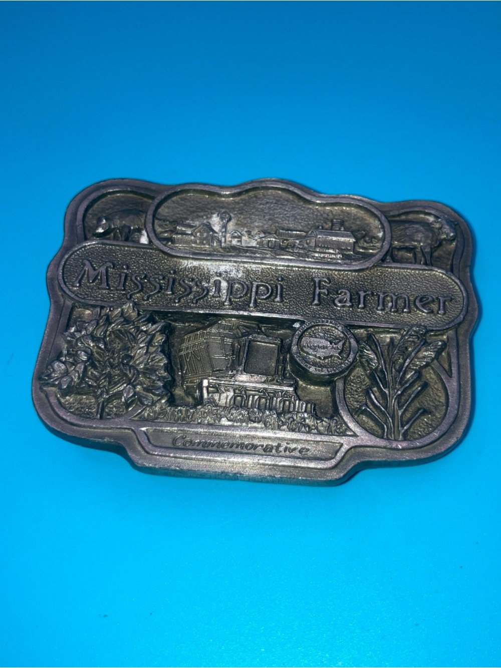Mississippi Farmer Commemorative Belt Buckle - Bronze Tone